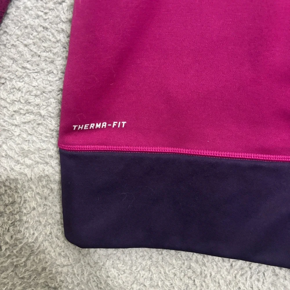 Nike Therma-FIT Womens Full Zip Hoodie Pink Purple Thumbhole Fleece Large 1647